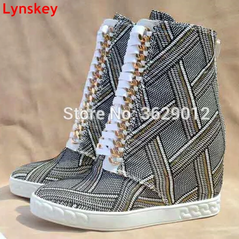 Lynskey Newest Spring Women Boots Gold Chain Wedges Platform Boots Hidden Heel Shoes High Top Ankle Boots For Woman
Lynskey Newest Spring Women Boots Gold Chain Wedges Platform Boots Hidden Heel Shoes High Top Ankle Boots For Woman