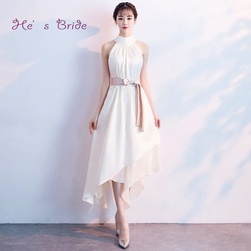 He's Bride Champagne New Elegant Evening Dresses Halter Sleeveless Tea-Length Simple Lace Elegant Prom Party Gown Robe De Soiree
He's Bride Champagne New Elegant Evening Dresses Halter Sleeveless Tea-Length Simple Lace Elegant Prom Party Gown Robe De Soiree