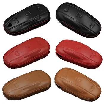 Black Red Genuine Leather Car Key Protection Case Full Protective Key Fob for Tesla Model X S
Black Red Genuine Leather Car Key Protection Case Full Protective Key Fob for Tesla Model X S