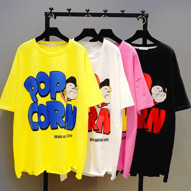 New Summer Large Size Loose Women Tshirts Hole Printing Cartoon Students Tops Batwing Short Sleeve Female Basic T-shirts
New Summer Large Size Loose Women Tshirts Hole Printing Cartoon Students Tops Batwing Short Sleeve Female Basic T-shirts