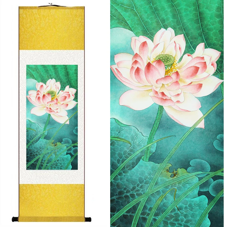Traditional Chinese Silk watercolor flower Cupule ink lotus leaf feng shui art canvas wall picture damask framed scroll painting
Traditional Chinese Silk watercolor flower Cupule ink lotus leaf feng shui art canvas wall picture damask framed scroll painting