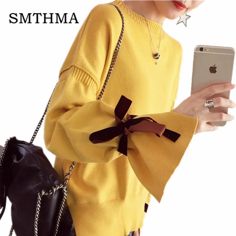 SMTHMA 2019 New spring Flare sleeve Women's Pullover Cute Sweaters Ladies Designer Fashion Jumper
SMTHMA 2019 New spring Flare sleeve Women's Pullover Cute Sweaters Ladies Designer Fashion Jumper