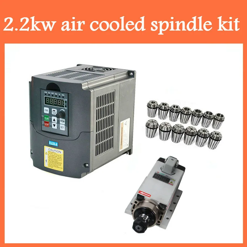 Square Spindle Motor 2.2KW CNC Spindle Motor Air Cooled Kit 220V Inverter VFD Converter Controller 13pcs ER20 Collet Chuck
Square Spindle Motor 2.2KW CNC Spindle Motor Air Cooled Kit 220V Inverter VFD Converter Controller 13pcs ER20 Collet Chuck