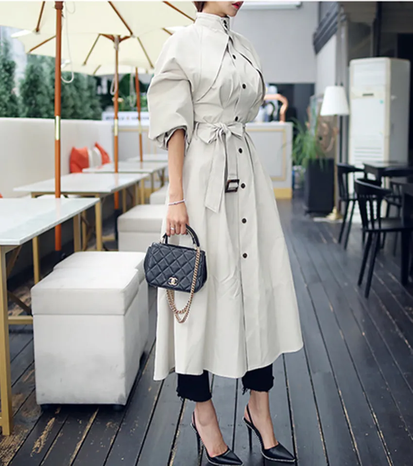 HAMALIEL Korean Designer Trench Women Dress Runway Fall Winter Single Breasted Long Dress Chic Stand Collar Slim Dress Vestidos
HAMALIEL Korean Designer Trench Women Dress Runway Fall Winter Single Breasted Long Dress Chic Stand Collar Slim Dress Vestidos