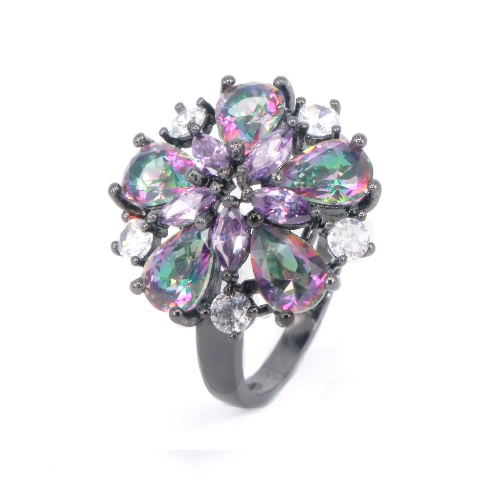 JLR193-ZC New Arrival Luxury Flower Rainbow Crystal & Purple Zirconia Black Gun Plated Cocktail Rings for Women
JLR193-ZC New Arrival Luxury Flower Rainbow Crystal & Purple Zirconia Black Gun Plated Cocktail Rings for Women
