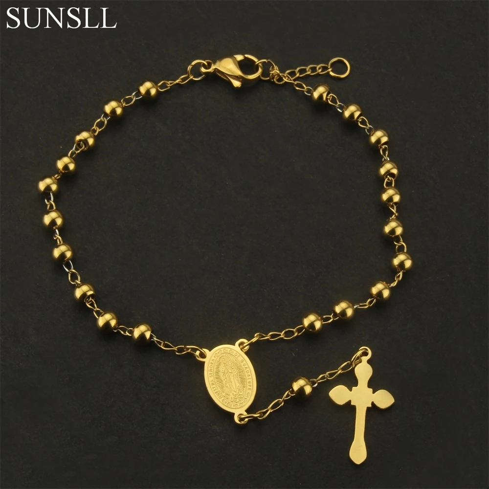 SUNSLL 316L Stainless Steel Two Color Beaded Lobster Clasp Cross Charm Bracelets Women's Fashion Jewelry Pulseira Feminina
SUNSLL 316L Stainless Steel Two Color Beaded Lobster Clasp Cross Charm Bracelets Women's Fashion Jewelry Pulseira Feminina