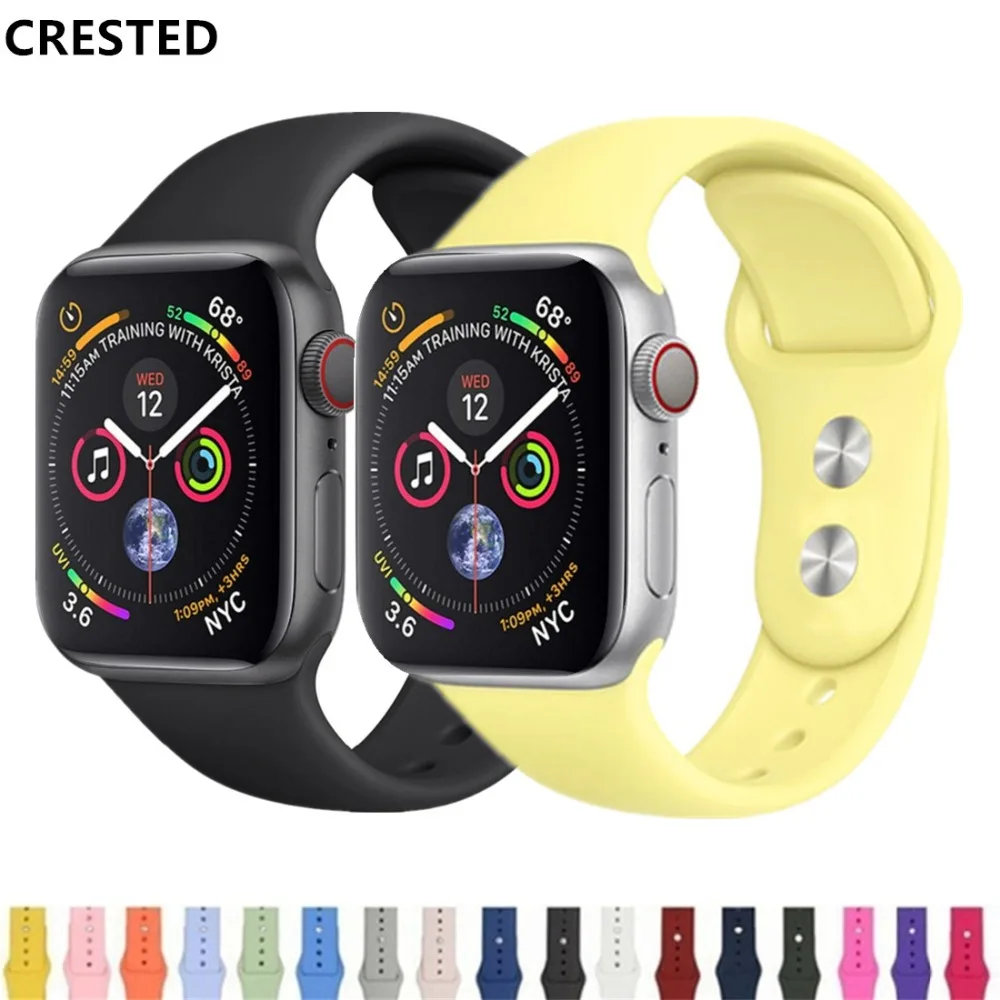CRESTED Strap For Apple Watch band 4 3 iwatch band 42mm 38mm 44mm/40mm pulseira correa Bracelet Sport Silicone watch Accessories
CRESTED Strap For Apple Watch band 4 3 iwatch band 42mm 38mm 44mm/40mm pulseira correa Bracelet Sport Silicone watch Accessories