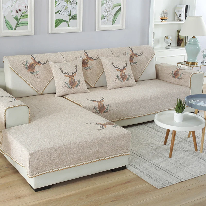 Embroidered Deer Sofa Covers Thicken Linen Couch Covers For Living Room Slip Resistent Furniture Covers L-shaped Sofa Decor
Embroidered Deer Sofa Covers Thicken Linen Couch Covers For Living Room Slip Resistent Furniture Covers L-shaped Sofa Decor