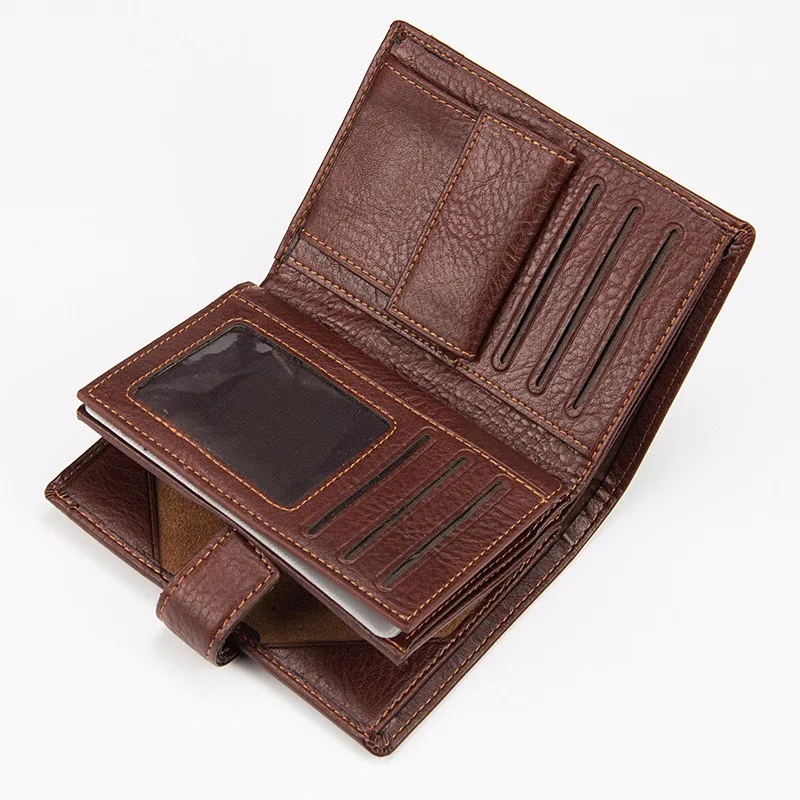 New Vintage men's leather wallet money clip purse brand Passport wallet large capacity wallets for men coin card purse 14