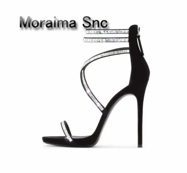 Фото Женские босоножки со стразами Moraima летние туфли на высоком каблуке-шпильке