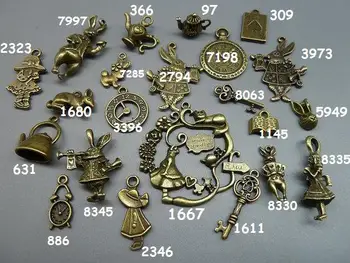 20pcs Fashion Alice Rabbit Charms Bronze Silver Alice in Wonderland Charm Pendants, Clock ,Key,Teapot,Poker A 
20pcs Fashion Alice Rabbit Charms Bronze Silver Alice in Wonderland Charm Pendants, Clock ,Key,Teapot,Poker A