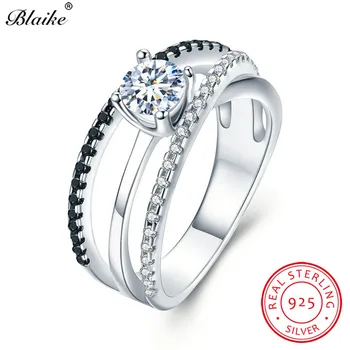 Blaike 100% Genuine 925 Sterling Silver Round Zircon Diamond Birthstone Rings For Women Black/White Crystal Fine Jewelry Gifts
Blaike 100% Genuine 925 Sterling Silver Round Zircon Diamond Birthstone Rings For Women Black/White Crystal Fine Jewelry Gifts