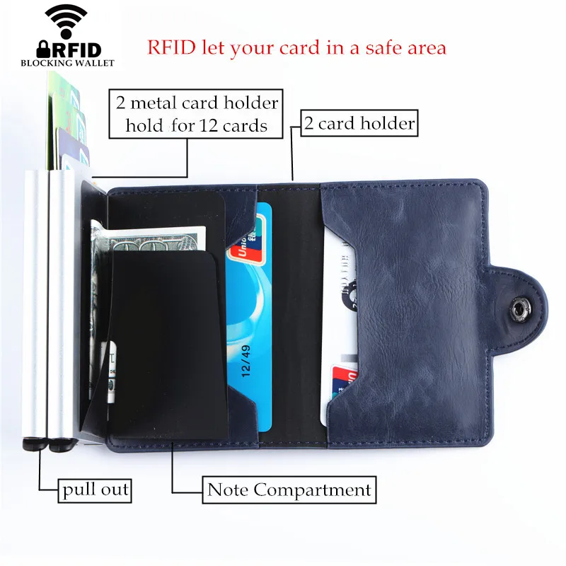 Модный кожаный кошелек с блокировкой RFID маленький держатель для кредитных карт