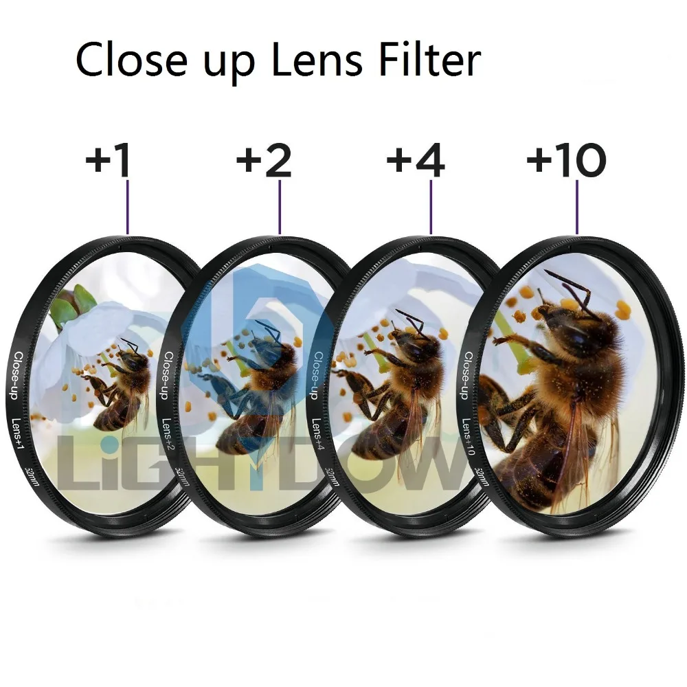 

Lightdow 4 in 1 Macro Close Up Lens Filter +1+2+4+10 Kit 49mm 52mm 55mm 58mm 62mm 67mm 72mm 77mm for Canon Nikon Sony Cameras