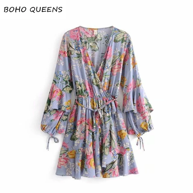 Vintage fashion women floral print short sleeve cross v-neck beach Bohemian dress Lace-up tassel rayon Boho dress
Vintage fashion women floral print short sleeve cross v-neck beach Bohemian dress Lace-up tassel rayon Boho dress