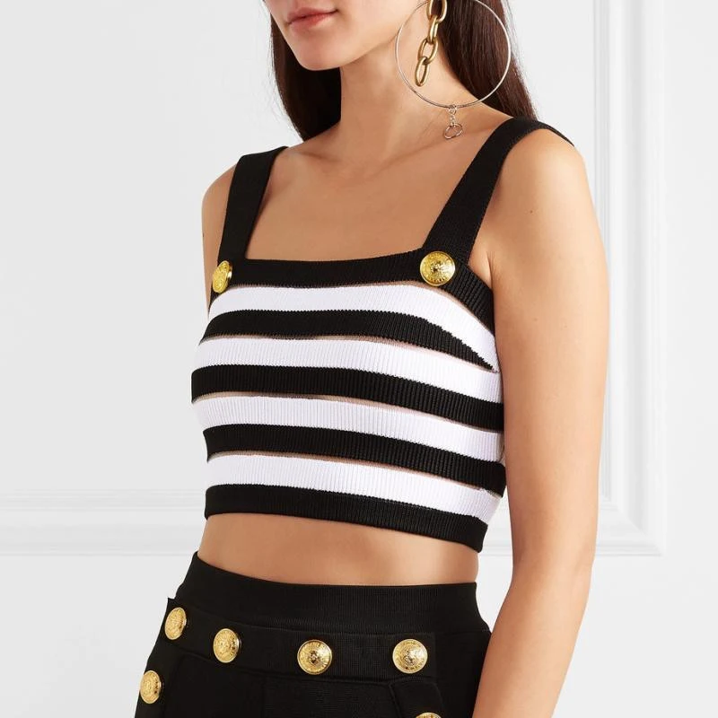Women Knitted Sexy Crop Top Women 2019 Summer White Black Striped Short Shirts Spaghetti Strap Sweater Shirt Knit Tank Crop Tops
Women Knitted Sexy Crop Top Women 2019 Summer White Black Striped Short Shirts Spaghetti Strap Sweater Shirt Knit Tank Crop Tops
