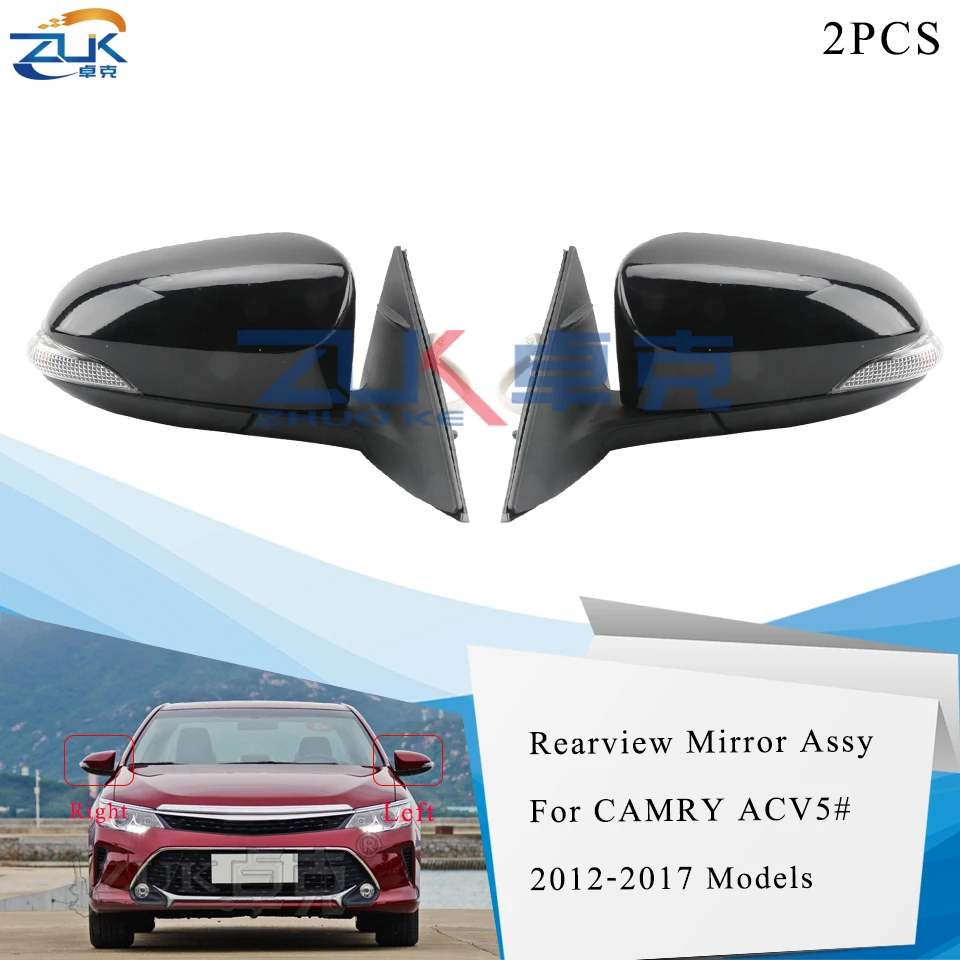 ZUK 2PCS Auto Outer Rearview Side Mirror Assy For TOYOTA CAMRY 2012 2013 2014 2015 2016 2017 9PINS Electric Folding Heating LED
ZUK 2PCS Auto Outer Rearview Side Mirror Assy For TOYOTA CAMRY 2012 2013 2014 2015 2016 2017 9PINS Electric Folding Heating LED