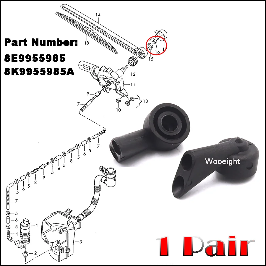 Wooeight 2Pcs Rear Window WindShield Wiper Washer Nozzle Spray Jet 8E9955985 8K9955985A For Audi A1 A3 A4 Q7 S3 S4
Wooeight 2Pcs Rear Window WindShield Wiper Washer Nozzle Spray Jet 8E9955985 8K9955985A For Audi A1 A3 A4 Q7 S3 S4