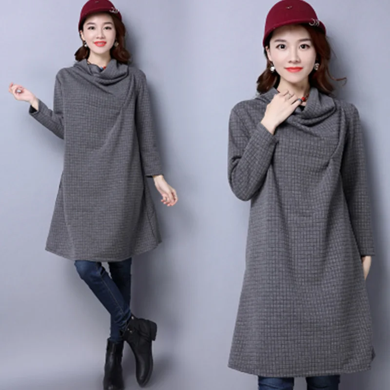 2019 autumn and winter new Korean version of the large size women's clothing pile collar collar dress loose was thin long sleeve
2019 autumn and winter new Korean version of the large size women's clothing pile collar collar dress loose was thin long sleeve