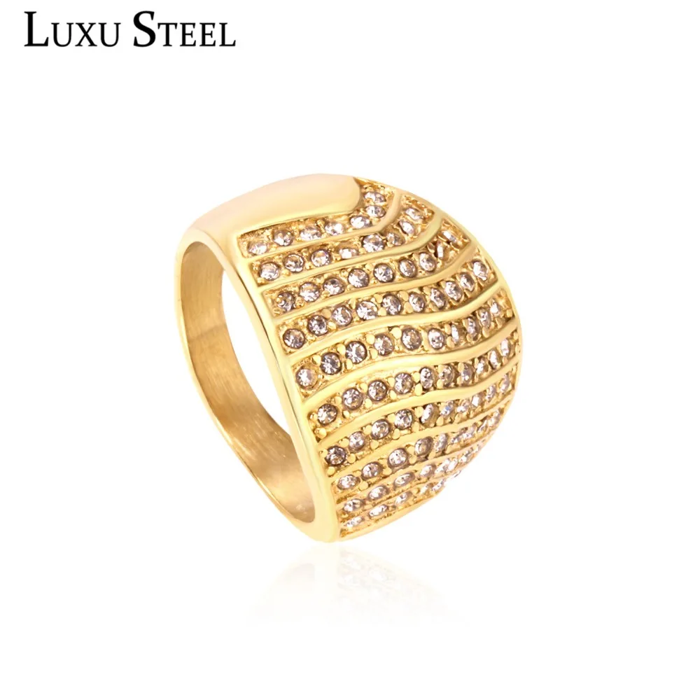 LUXUSTEEL Size 6-11 Rings For Women Stainless Steel Gold/Silver Color Round Cubic Zirconia Wedding Rings Statement Jewelry Gift
LUXUSTEEL Size 6-11 Rings For Women Stainless Steel Gold/Silver Color Round Cubic Zirconia Wedding Rings Statement Jewelry Gift