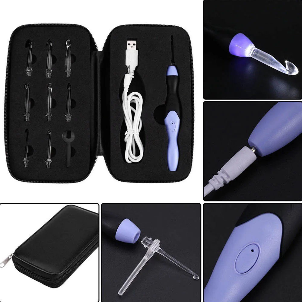 9-in-1 USB LED Light Up Purple Crochet Hooks Knitting Needles Set Weave Tool Kit Hot Sale
9-in-1 USB LED Light Up Purple Crochet Hooks Knitting Needles Set Weave Tool Kit Hot Sale