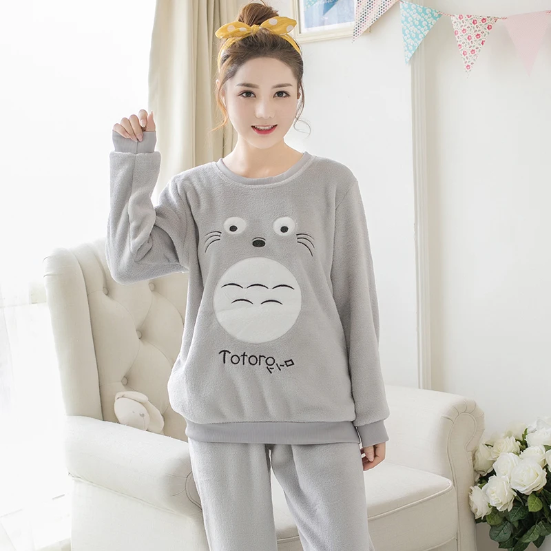 Thick Warm Flannel Pajama Sets for Women 2018 Winter Long Sleeve Coral Velvet Pyjama Girls Cute Cartoon Totoro Homewear Clothing
Thick Warm Flannel Pajama Sets for Women 2018 Winter Long Sleeve Coral Velvet Pyjama Girls Cute Cartoon Totoro Homewear Clothing