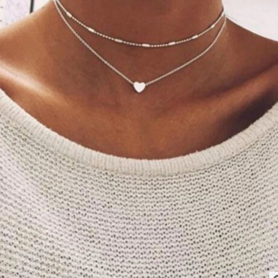 Lady Wholesale Sales New Fashion Punk Necklace Simple Tide Street Shot Copper Peach Heart Multi-layer Clavicle Necklace
Lady Wholesale Sales New Fashion Punk Necklace Simple Tide Street Shot Copper Peach Heart Multi-layer Clavicle Necklace