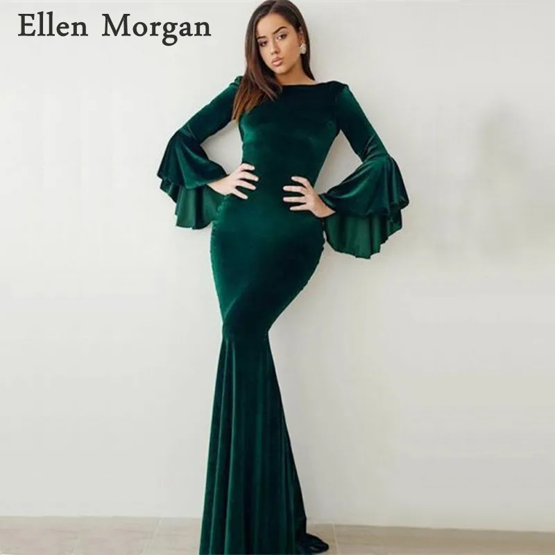 Dark Green Velvet Mermaid Prom Dresses 2019 Long Sleeves Closed Back Court Train Custom Made For African Black Girls
Dark Green Velvet Mermaid Prom Dresses 2019 Long Sleeves Closed Back Court Train Custom Made For African Black Girls