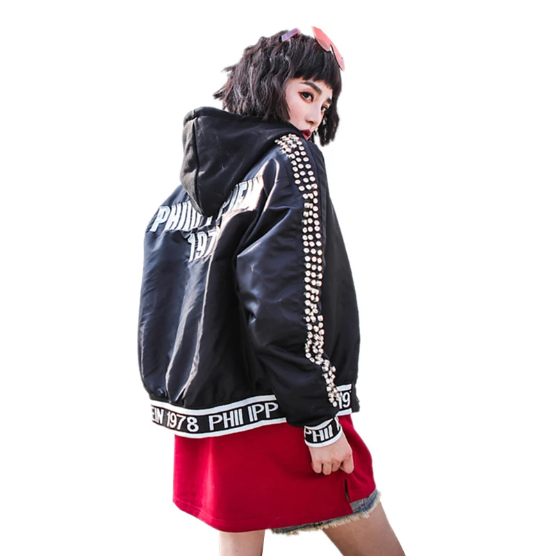 Autumn Winter Women Balck Coat Stand Collar Long Sleeve Jacket Lady Fashion Letter Print Diamonds Oversize Loose Outerwear Z142
Autumn Winter Women Balck Coat Stand Collar Long Sleeve Jacket Lady Fashion Letter Print Diamonds Oversize Loose Outerwear Z142