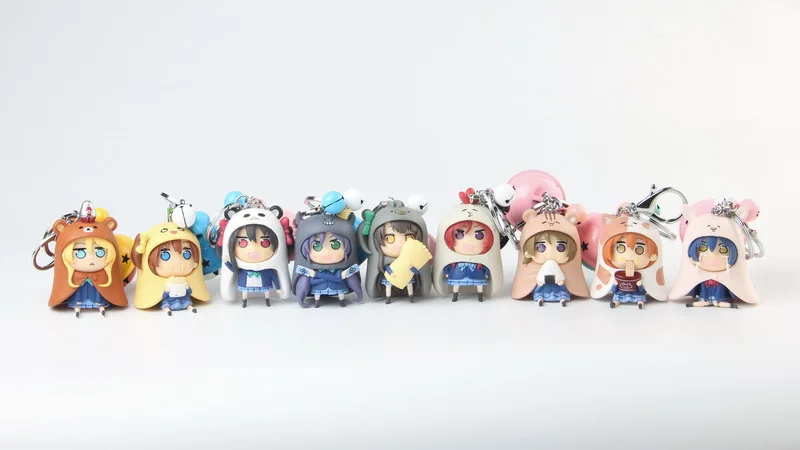 9 pcsset Anime Sankaku Head Himouto! Umaru-chan Doma Umaru pvc figure toys keychain (13)