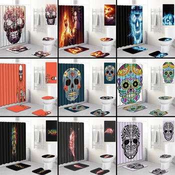 5 Pcs 3D Skull Shower Curtain/Bath Mat/Toilet Pad Set Character Pattern Anti-slip Toilet Pattern Carpet Flannel Bath Mat
5 Pcs 3D Skull Shower Curtain/Bath Mat/Toilet Pad Set Character Pattern Anti-slip Toilet Pattern Carpet Flannel Bath Mat