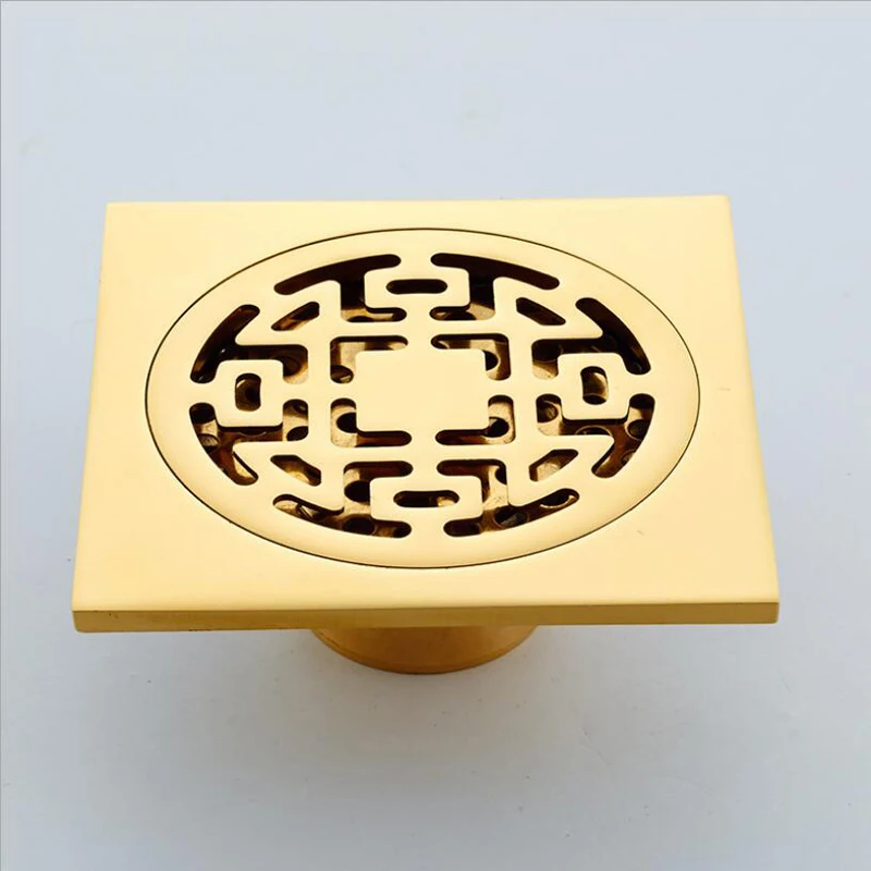 Golden Dual-use 10cm*10cm Antique Brass Square Vintage Art Carved Floor Drain Cover Shower Waste Drainer Bathroom Accessorie
Golden Dual-use 10cm*10cm Antique Brass Square Vintage Art Carved Floor Drain Cover Shower Waste Drainer Bathroom Accessorie