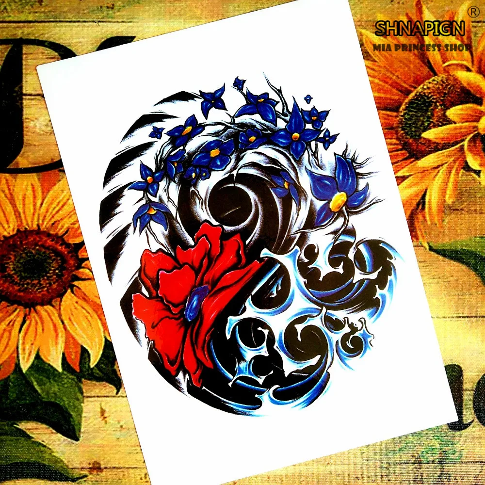 Image flower spray Chinese style Temporary Body Arts, Flash Tattoo Stickers 21*15cm, Waterproof Henna Tatoo Sex Products