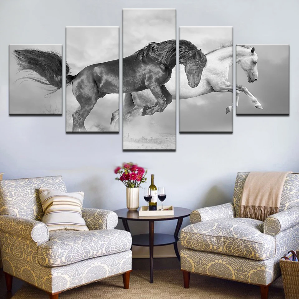 5 Panels Modern Two Horse Animal Posters Print On Canvas Art Painting For home decoration
5 Panels Modern Two Horse Animal Posters Print On Canvas Art Painting For home decoration