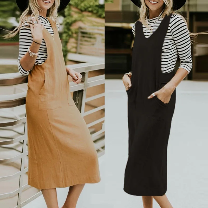 ZANZEA Women Sleeveless Cargo Dress Summer V Neck Overalls Dress Female Solid Split Hem Sundress Robe Casual Suspenders Vestido
ZANZEA Women Sleeveless Cargo Dress Summer V Neck Overalls Dress Female Solid Split Hem Sundress Robe Casual Suspenders Vestido