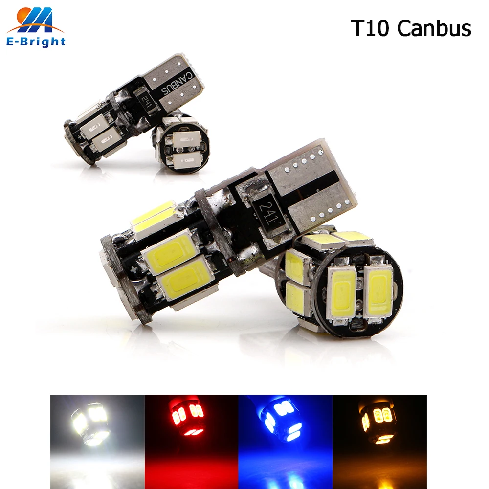 

NO ERROR 20pcs/lot 2W T10 Canbus 5630 10 SMD LED Bulbs Car Indicator License Plate Lights Clearance Light 12V White/Blue/Red