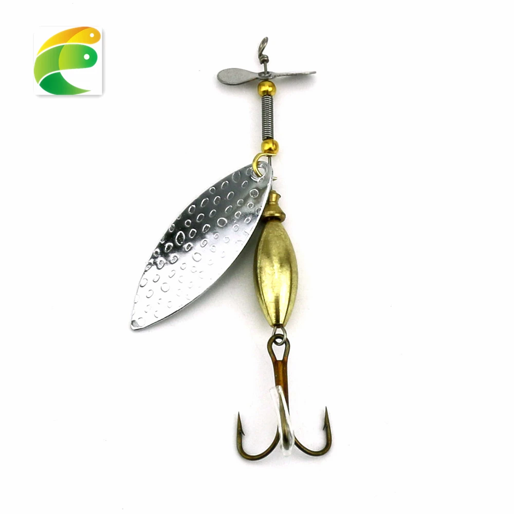 HENGJIA Металлическая Ложка рыболовную приманку 9 8 см 15 г 4 # крючки Золотой рукоятки