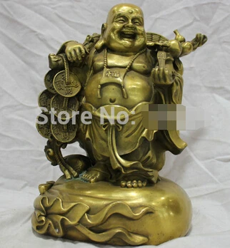 Fast shipping China Pure Bronze Happy Laughing Buddha Carry Coins Statue Bring Wealth
Fast shipping China Pure Bronze Happy Laughing Buddha Carry Coins Statue Bring Wealth
