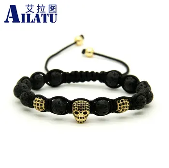 Ailatu 10pcs/lot 8mm Top Quality Lava Rock Stone Black Cz Heart Skull Braided European American Weaving Mens Bracelets
Ailatu 10pcs/lot 8mm Top Quality Lava Rock Stone Black Cz Heart Skull Braided European American Weaving Mens Bracelets