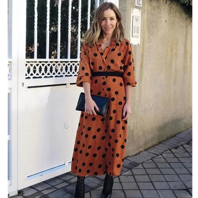 2019 Notched Collar Polka Dot Striped print Dress Retro Woman Front Slit Single-Breasted Button Shirt Dresses
2019 Notched Collar Polka Dot Striped print Dress Retro Woman Front Slit Single-Breasted Button Shirt Dresses