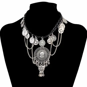 Bohemian Vintage Carved Queen Coins Tassel Pendant Black Leather Chain Choker Long Necklace Women Girls Fashion Jewelry
Bohemian Vintage Carved Queen Coins Tassel Pendant Black Leather Chain Choker Long Necklace Women Girls Fashion Jewelry