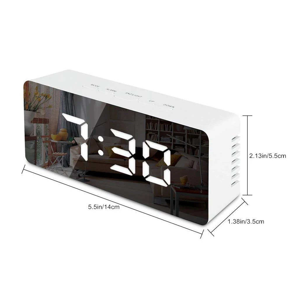 Электронный зеркальный будильник с ЖК дисплеем цифровые настольные часы