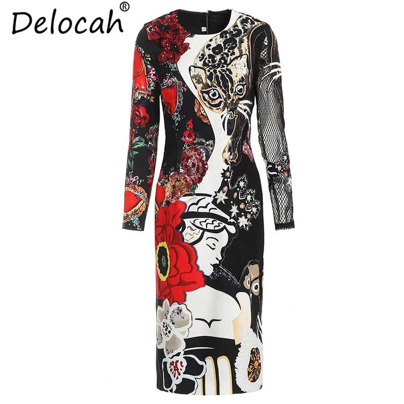 Delocah New Women Spring Summer Dress Runway Fashion Long Sleeve Appliques Sequined Animal Printed Slim Elegant Vintage Dresses
Delocah New Women Spring Summer Dress Runway Fashion Long Sleeve Appliques Sequined Animal Printed Slim Elegant Vintage Dresses