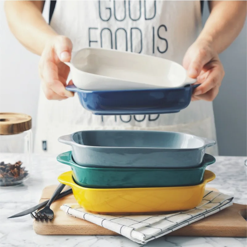 1pc Colorful Ceramic Dinner Plates Rectangular Baking Dishes with Double Handles Baked Rice Pasta Dessert Baking Tray 8 inches
1pc Colorful Ceramic Dinner Plates Rectangular Baking Dishes with Double Handles Baked Rice Pasta Dessert Baking Tray 8 inches