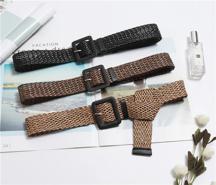 New Vintage Knitted Wax Rope Wooden Bead Waist Women Smooth Buckle Belt Woman Woven Female Hand-Beaded Braided | Аксессуары для