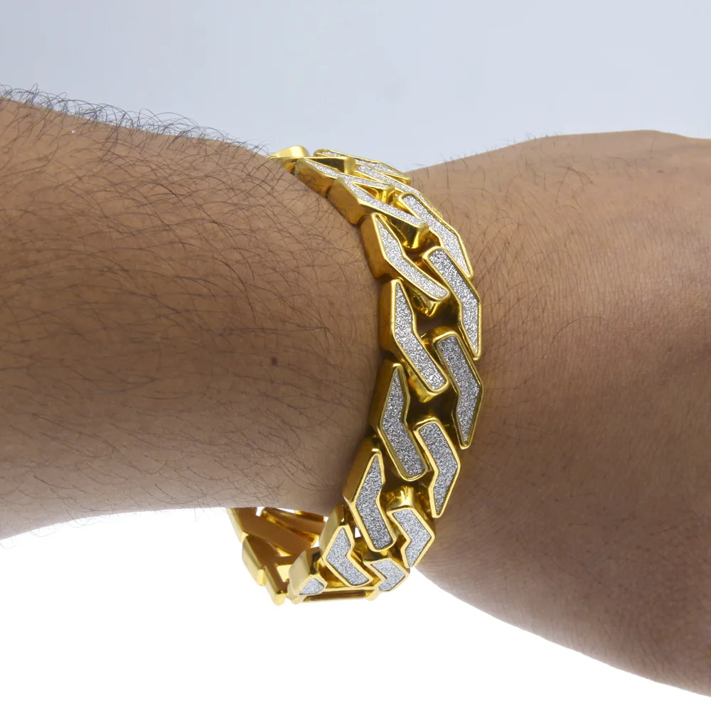 16mm Hip Hop Men Luxury Heavy Sand Blast Bracelets Bangles Gold Silver Color Iced Out Bling Miami Cuban Link Chain Bracelet 22cm
16mm Hip Hop Men Luxury Heavy Sand Blast Bracelets Bangles Gold Silver Color Iced Out Bling Miami Cuban Link Chain Bracelet 22cm