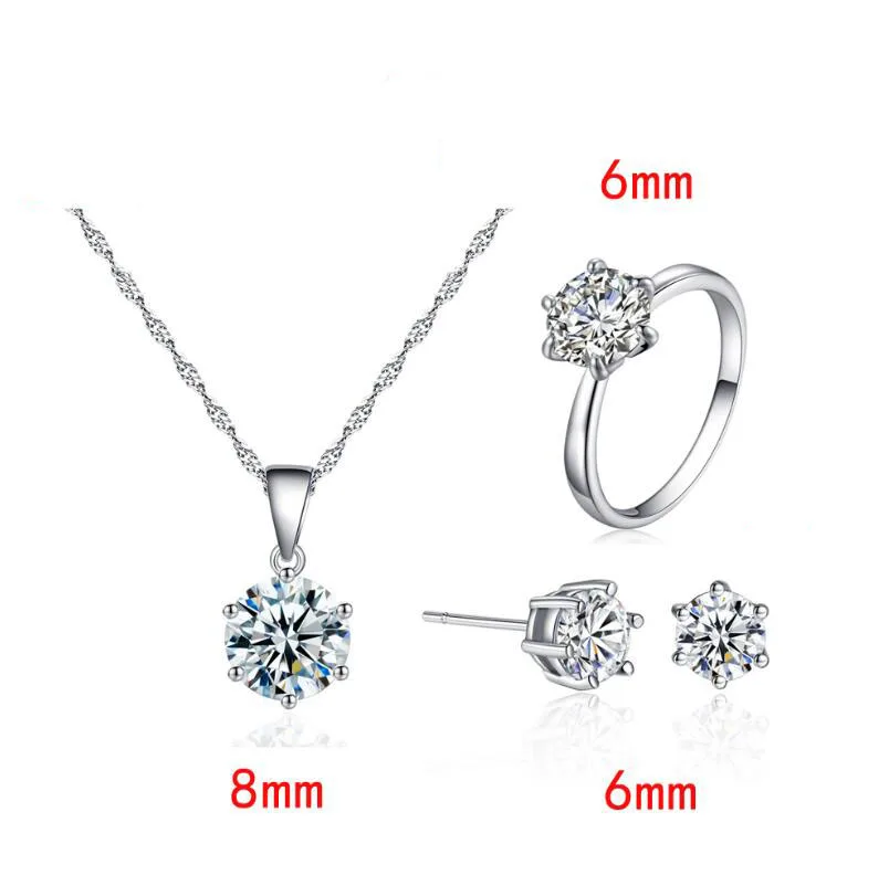 Anenjery Classic Six Claw AAA+Zircon Earrings+Necklace+Ring (6mm Zircon) Wedding Jewelry Set For Women set02
Anenjery Classic Six Claw AAA+Zircon Earrings+Necklace+Ring (6mm Zircon) Wedding Jewelry Set For Women set02