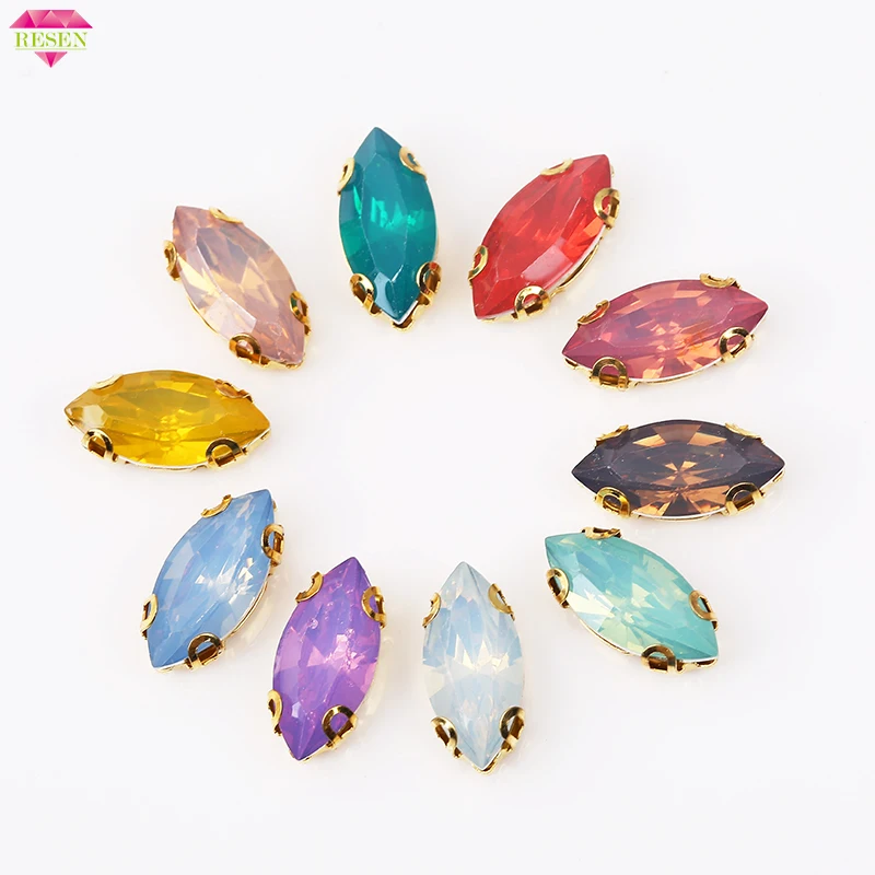 RESEN 20pcs/pack Blue/Green/White/Pink Opal 7x15mm Horse Eye Plastic Rhinestones Gold Claw Setting Resin Navette Rhinestones
RESEN 20pcs/pack Blue/Green/White/Pink Opal 7x15mm Horse Eye Plastic Rhinestones Gold Claw Setting Resin Navette Rhinestones