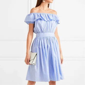 DEAT 2020 New Summer Fashion Women Clothes Slash Neck Ruffles S Striped Blue Shirt Dress Female Vesitdo WH01805L
DEAT 2020 New Summer Fashion Women Clothes Slash Neck Ruffles S Striped Blue Shirt Dress Female Vesitdo WH01805L