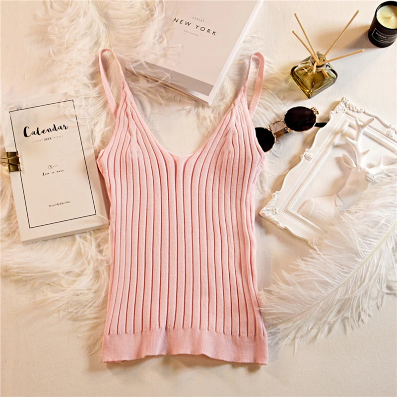 Summer Tank Tops Women's Knitted Solid Color V Neck Crop Tops Cami Camisole Female Camisas Mujer Hot Sale
Summer Tank Tops Women's Knitted Solid Color V Neck Crop Tops Cami Camisole Female Camisas Mujer Hot Sale